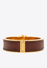 Saint Laurent Cassandre Leather and Metal Bracelet Gold 776966 AAC6C-2447