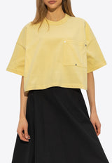 Bottega Veneta V Pocket Cropped T-shirt Yellow 777597 VKLZ0-7361