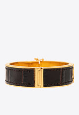Saint Laurent Cassandre Brass Bracelet Black 776966 AAC53-2053