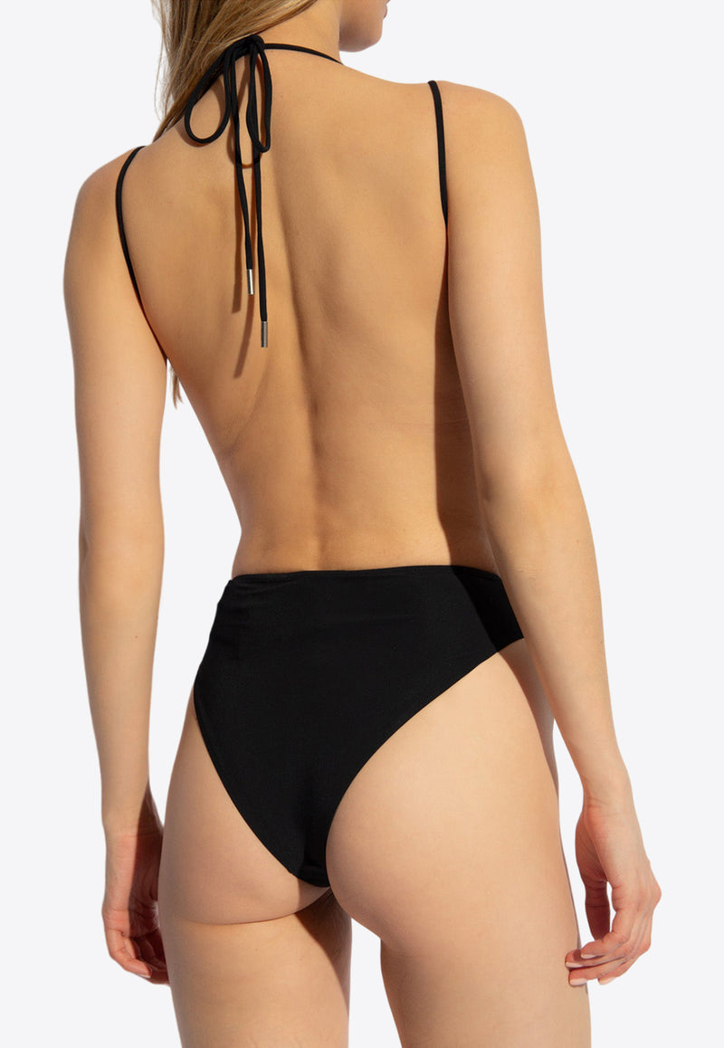 Saint Laurent Deep V-neck One-Piece Swimsuit Black 777741 Y601V-1000