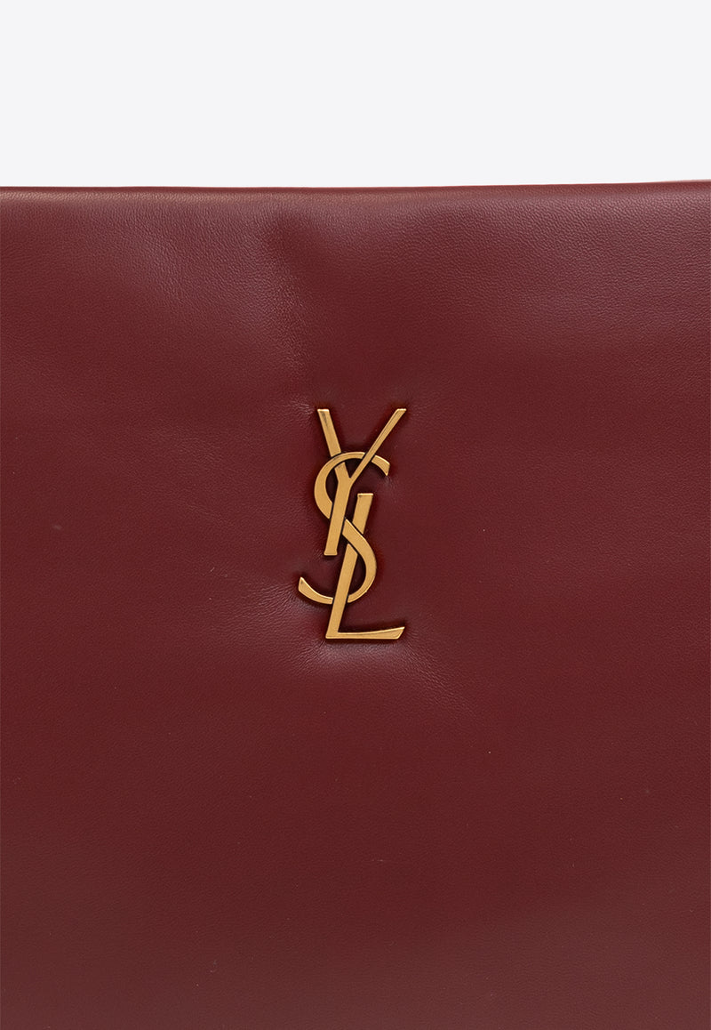 Saint Laurent  Large Calypso Leather Pouch Bag Bordeaux 778943 AACX7-6268