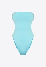 Saint Laurent Cut-Out Strapless One-Piece Swimsuit Blue 779466 Y37PX-4245