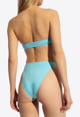 Saint Laurent Cut-Out Strapless One-Piece Swimsuit Blue 779466 Y37PX-4245