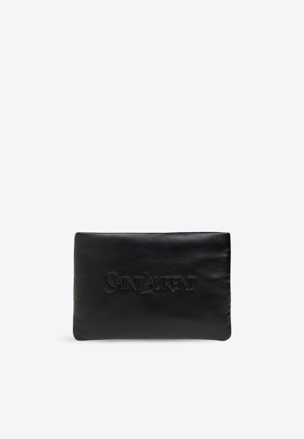 Saint Laurent Small Puffy Leather Pouch Bag Black 779526 AADA1-1000