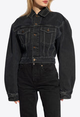 Saint Laurent 80's Cropped Denim Jacket Black 780231 Y07TE-3962