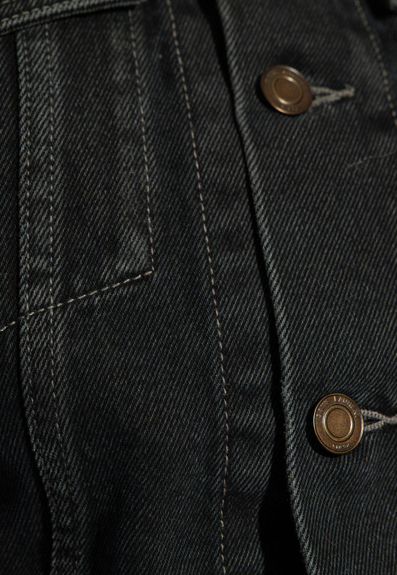 Saint Laurent 80's Cropped Denim Jacket Black 780231 Y07TE-3962
