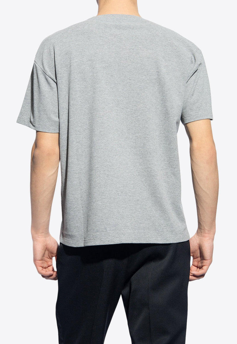 Saint Laurent Cassandre Embroidered Crewneck T-shirt Gray 781566 Y37HC-1482