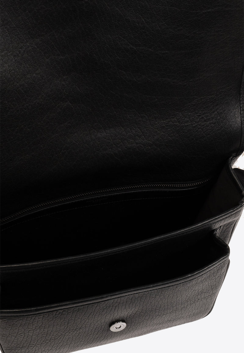 Saint Laurent Niki Logo Leather Messenger Bag Black 781935 AAC8O-1000