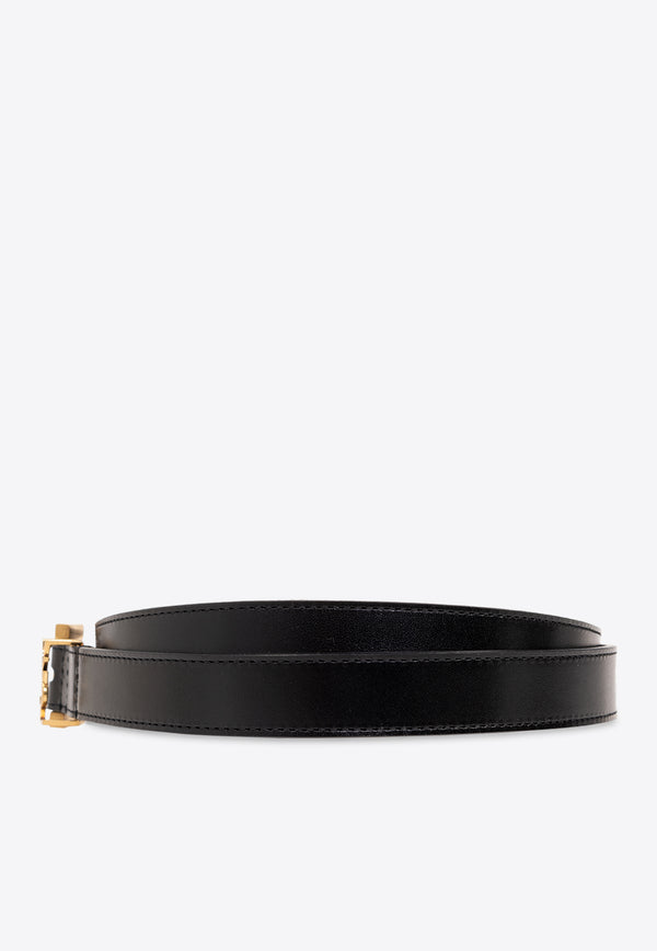 Saint Laurent Cassandre Thin Leather Belt Black 782076 AABQU-1000