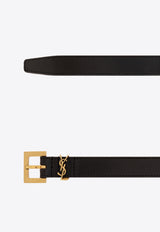 Saint Laurent Cassandre Thin Leather Belt Black 782076 AABQU-1000