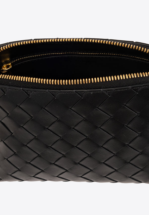 Bottega Veneta Intrecciato Leather Pouch Bag  Black 785976 V3IV0-8425