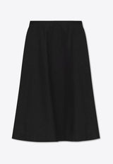 Bottega Veneta High-Waist Midi Flared Skirt Black 792261 V2BL0-1000