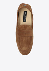 Dolce & Gabbana DG Logo Suede Loafers Brown A50599 AS707-80024