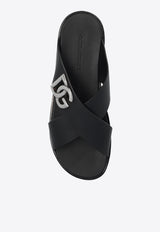Dolce & Gabbana DG Light Calfskin Sandals Black A80440 AO602-80999