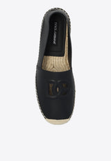 Dolce & Gabbana DG Logo Leather Espadrilles Black A50574 AO602-80999
