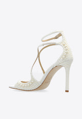 Jimmy Choo Azia 95 Peal Embellished Sandals White AZIA 95 WOZ-WHITE WHITE