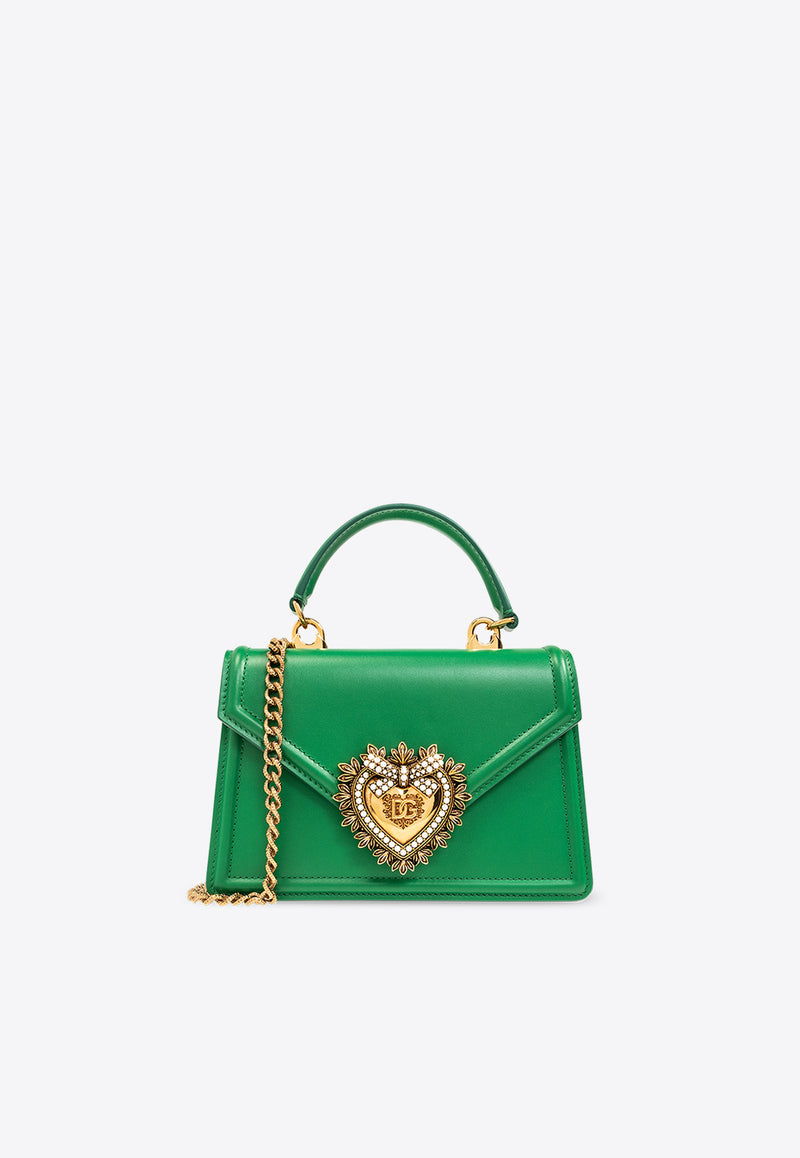 Dolce & Gabbana Small Devotion Leather Top Handle Bag Green BB6711 AV893-87192