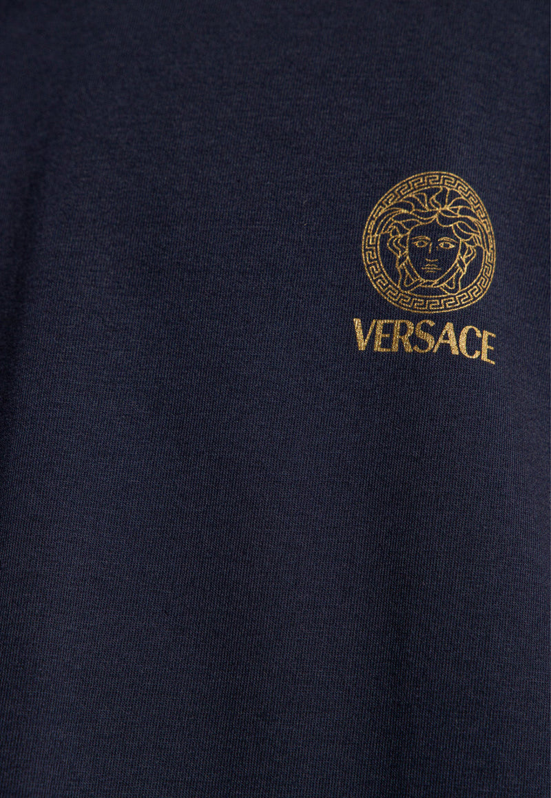 Versace Medusa Crewneck Sleeveless T-shirt Navy AUU01012 1A10011-A1384