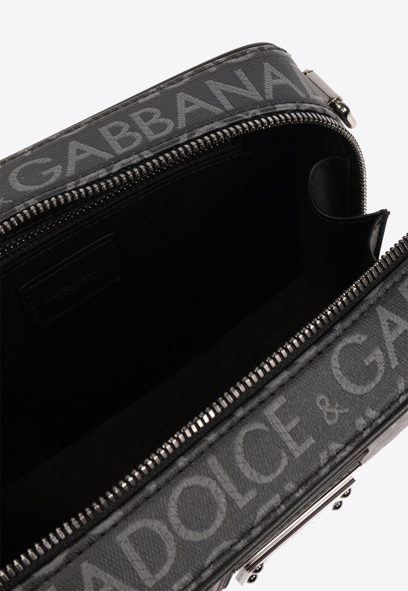 Dolce & Gabbana Coated Jacquard Messenger Bag Gray BM2297 AJ705-8B969