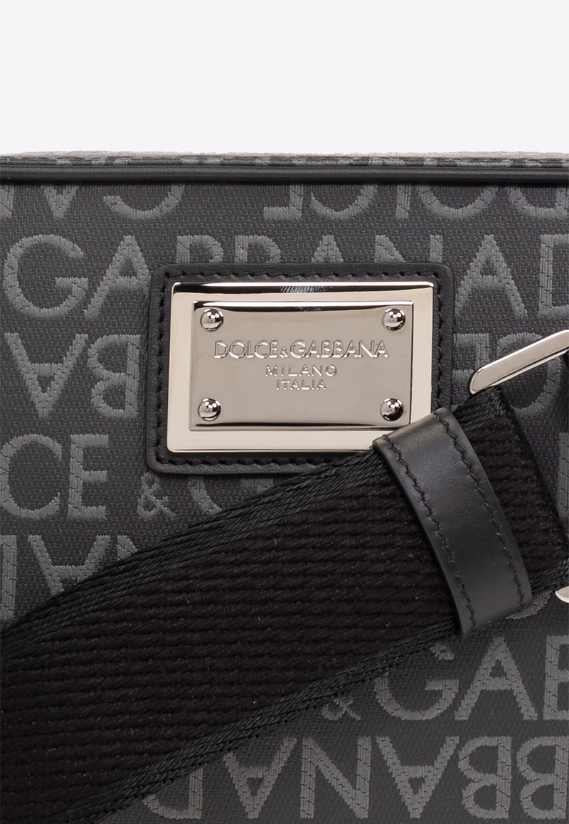 Dolce & Gabbana Coated Jacquard Messenger Bag Gray BM2297 AJ705-8B969
