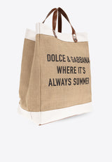 Dolce & Gabbana Printed Jute Tote Bag Beige BM2275 AO727-HH4UQ
