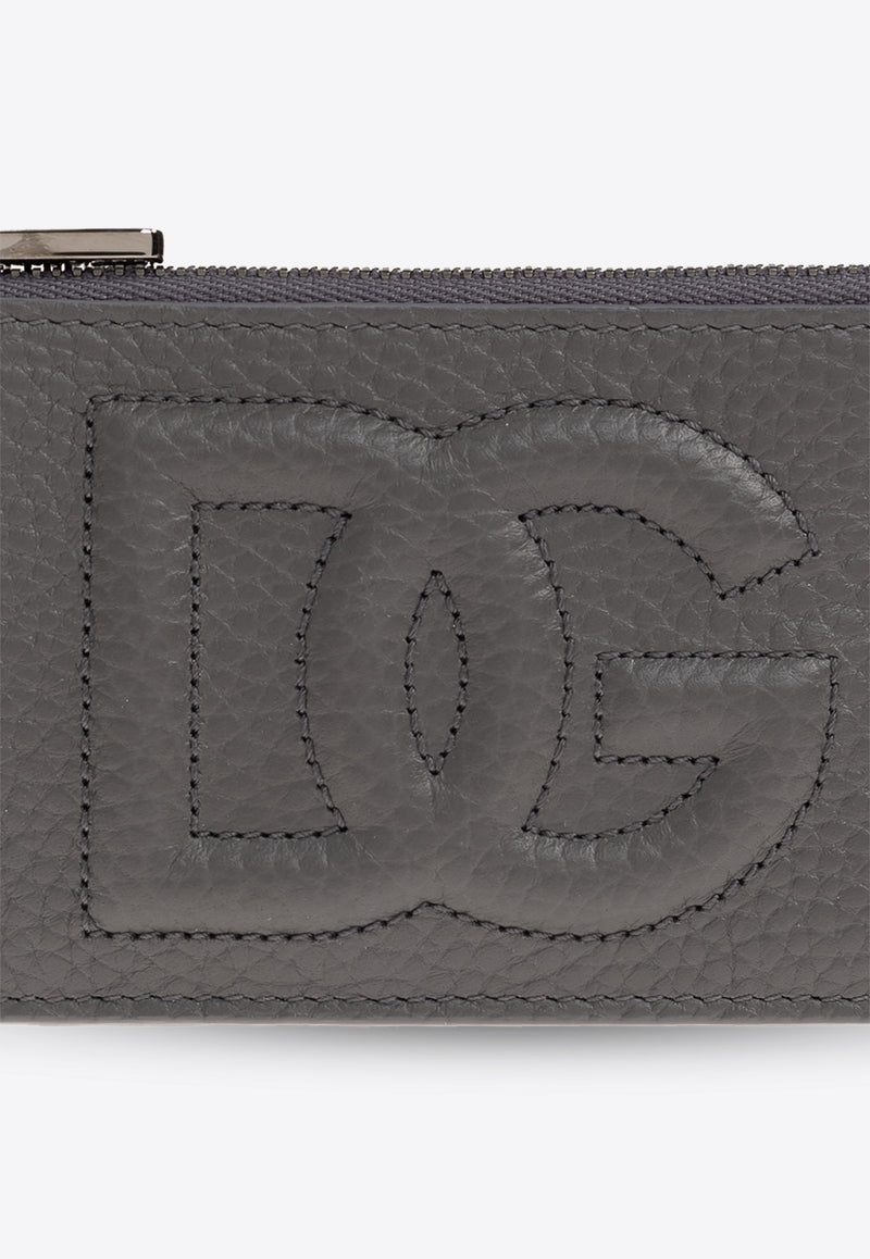 Dolce & Gabbana Logo Embossed Leather Zip Wallet Gray BP3307 AT489-80748