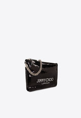 Jimmy Choo Callie Sequin Embellished Shoulder Bag Black CALLIE SHOULDER AKH-BLACK WHITE SILVER