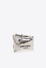 Jimmy Choo Callie Sequin Embellished Shoulder Bag Silver CALLIE SHOULDER AKH-SILVER BLACK SILVER