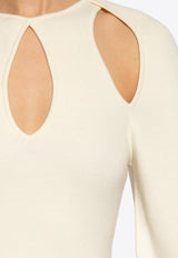 Chloé Puff-Sleeved Cut-Out Sweater Cream CHC24UMP08 590-107