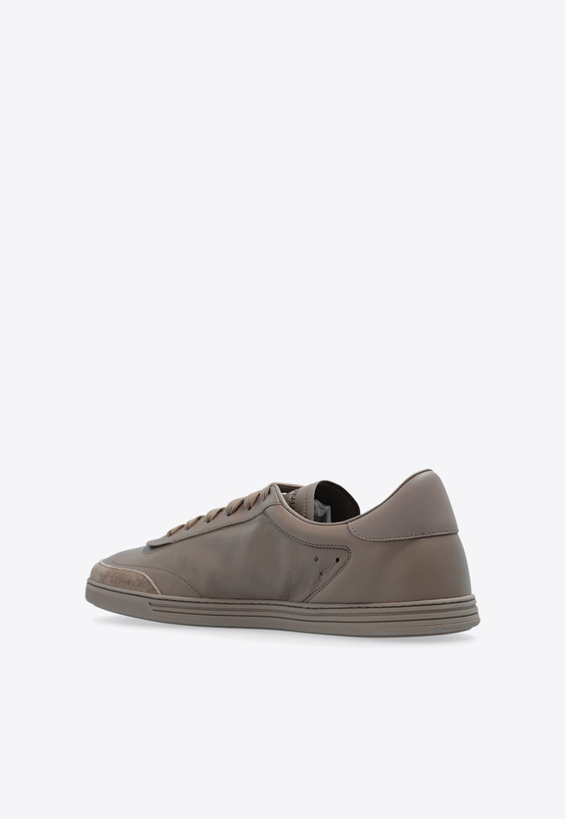 Dolce & Gabbana, NOOS, VTK, Men, Shoes, Sneakers, Low-Top Sneakers Saint Tropez Leather Low-Top Sneakers Brown CS2255 AR833-8S059