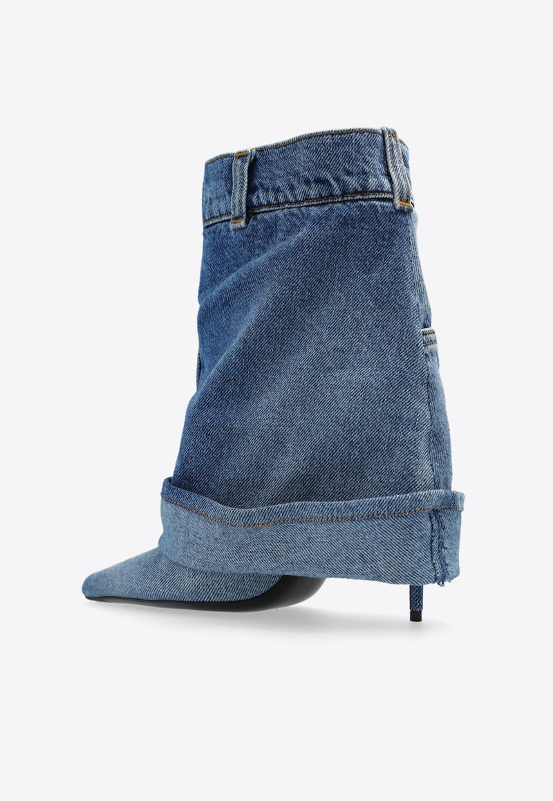 Dolce & Gabbana, NOOS, VTK, Women, Shoes, Boots, Ankle Boots, High-Heeled Boots, Heels, High Heels Lollo 105 Denim Ankle Boots Blue CT1031 AS004-80650