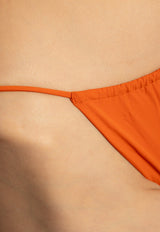 Saint Laurent Drawstring Tanga Bikini Bottom Orange DÓŁ 778283 Y37PG-6550