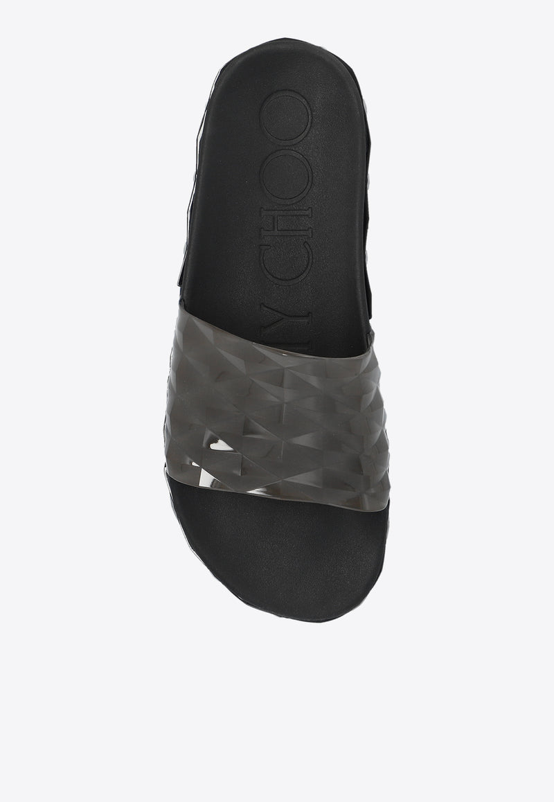 Jimmy Choo Diamond Flatform Sandals Black DIAMOND SLIDE F RUB-V BLACK