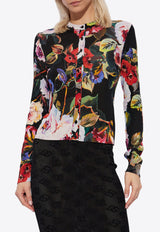 Dolce & Gabbana, NOOS, VTK, Women, Clothing, Knitwear, Cardigans, pattern: Floral Garden Print Button-Up Cardigan Multicolor FXV05T JAHJZ-HN4YA