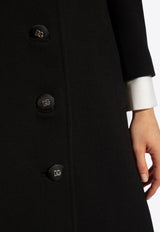 Dolce & Gabbana, NOOS, VTK, Women, Clothing, Coats, Long Coats, Single-Breasted Coats Single-Breasted Long Wool Coat Black F0C3QT FUBFX-N0000