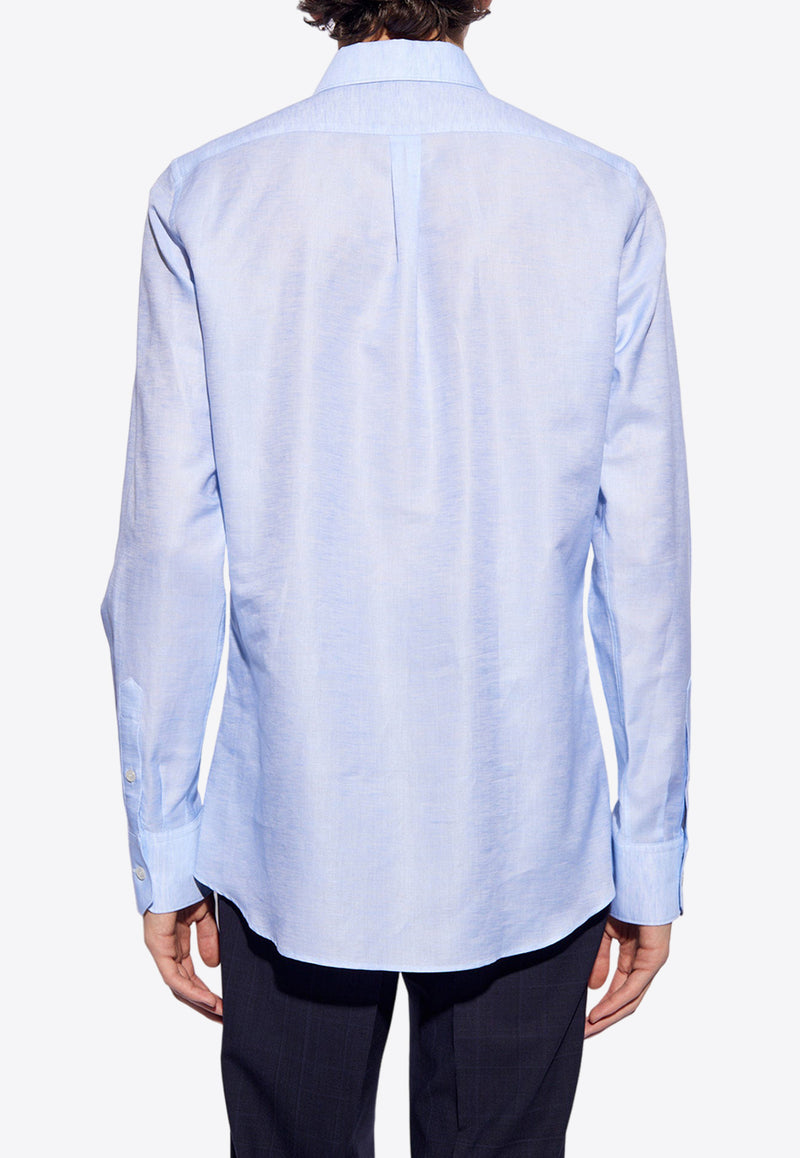 Dolce & Gabbana, NOOS, VTK, Men, Clothing, Shirts, Formal Shirts, Long-Sleeved Shirts Logo Embroidered Button-Up Shirt Blue G5LH9Z FUTB6-F1992