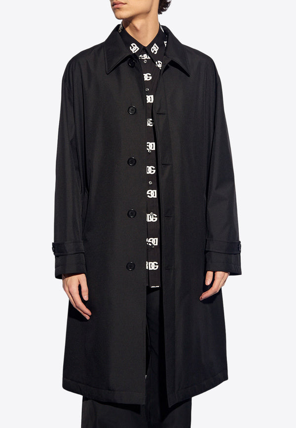 Dolce & Gabbana, NOOS, VTK, Men, Clothing, Coats, Long Coats, Trench Coats Single-Breasted Trench Coat  Black G036CT FUSXS-N0000