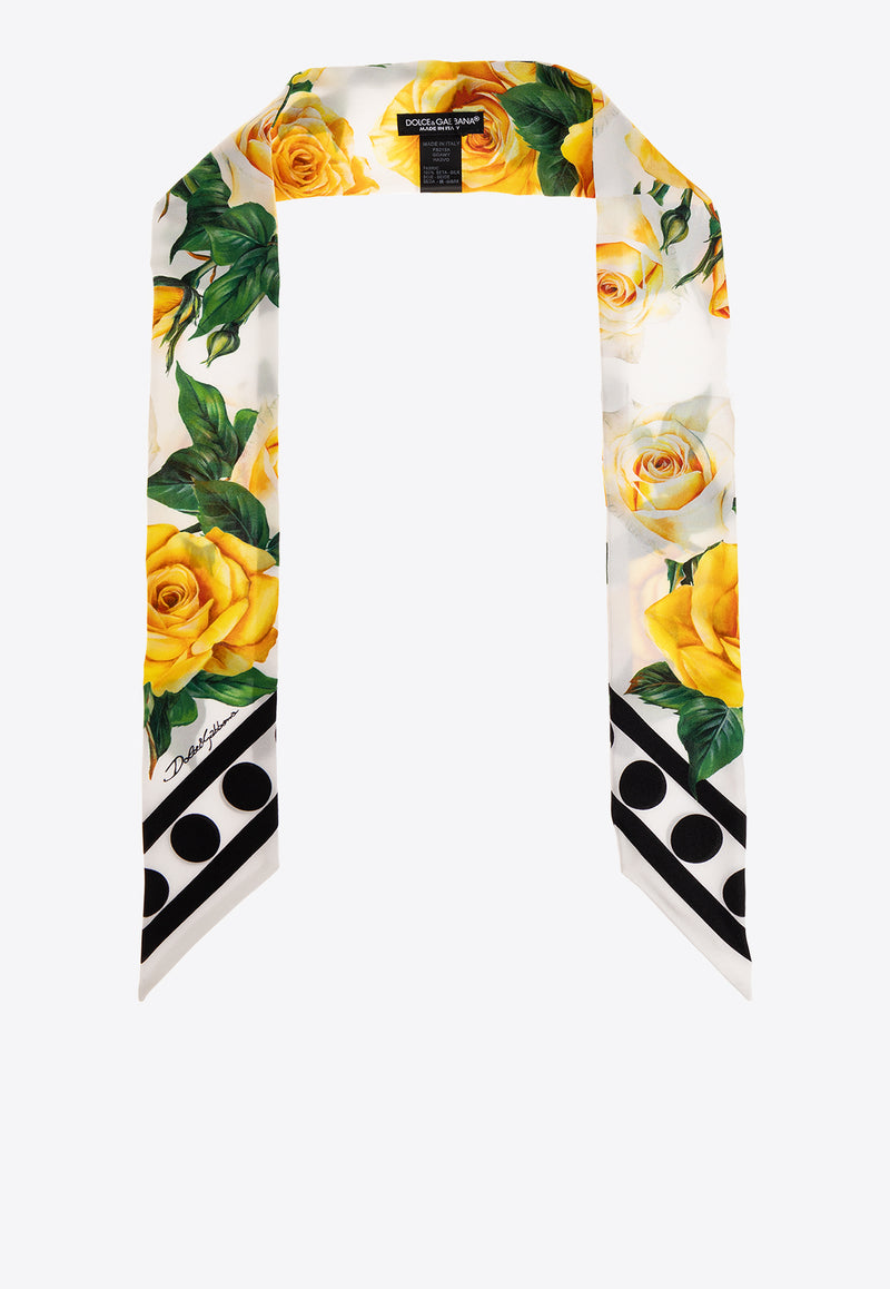Dolce & Gabbana, NOOS, VTK, Women, Accessories, Scarves and Wraps Rose Print Silk Headscarf Multicolor FS215A GDAWY-HA3VO