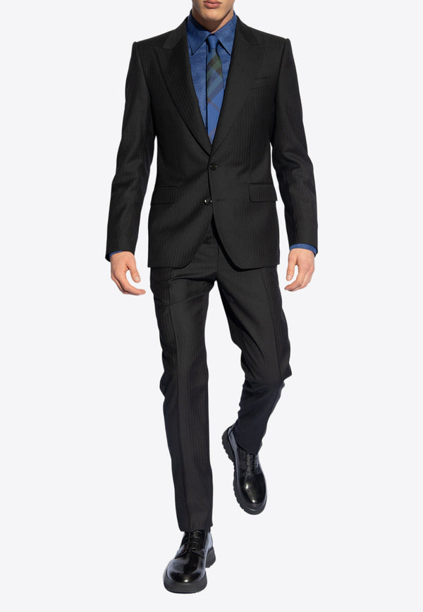 Dolce & Gabbana, NOOS, VTK, Men, Clothing, Jackets, Blazers, Tailoring, Suit Blazers Herringbone Single-Breasted Wool Blazer Black G2QU6T GH268-N0000