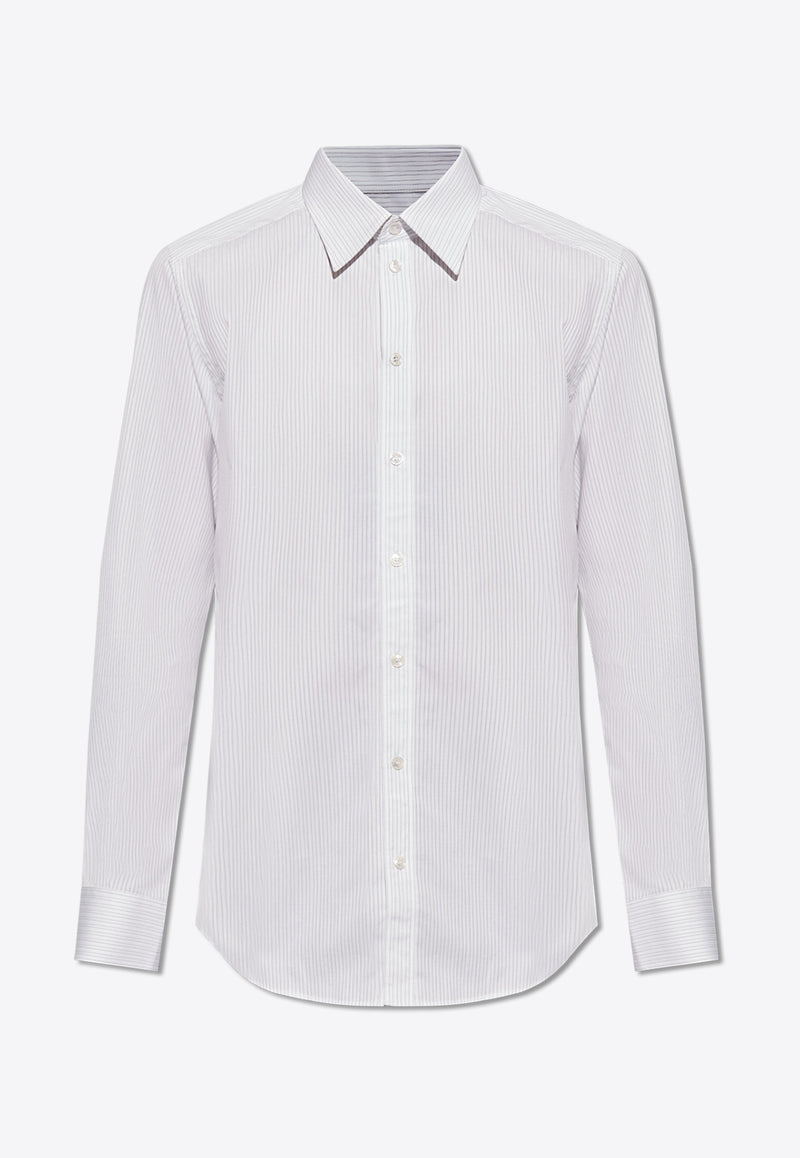 Dolce & Gabbana, NOOS, VTK, Men, Clothing, Shirts, Formal Shirts, Striped Shirts, Long-Sleeved Shirts Pinstriped Long-Sleeved Shirt White G5LP8T FR5ZF-S8051