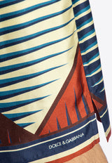 Dolce & Gabbana, NOOS, VTK, Men, Clothing, Shorts, Bermuda Shorts, Casual Shorts Geometric Print Silk Shorts Multicolor GV37AT HI1Q6-HH4ZT