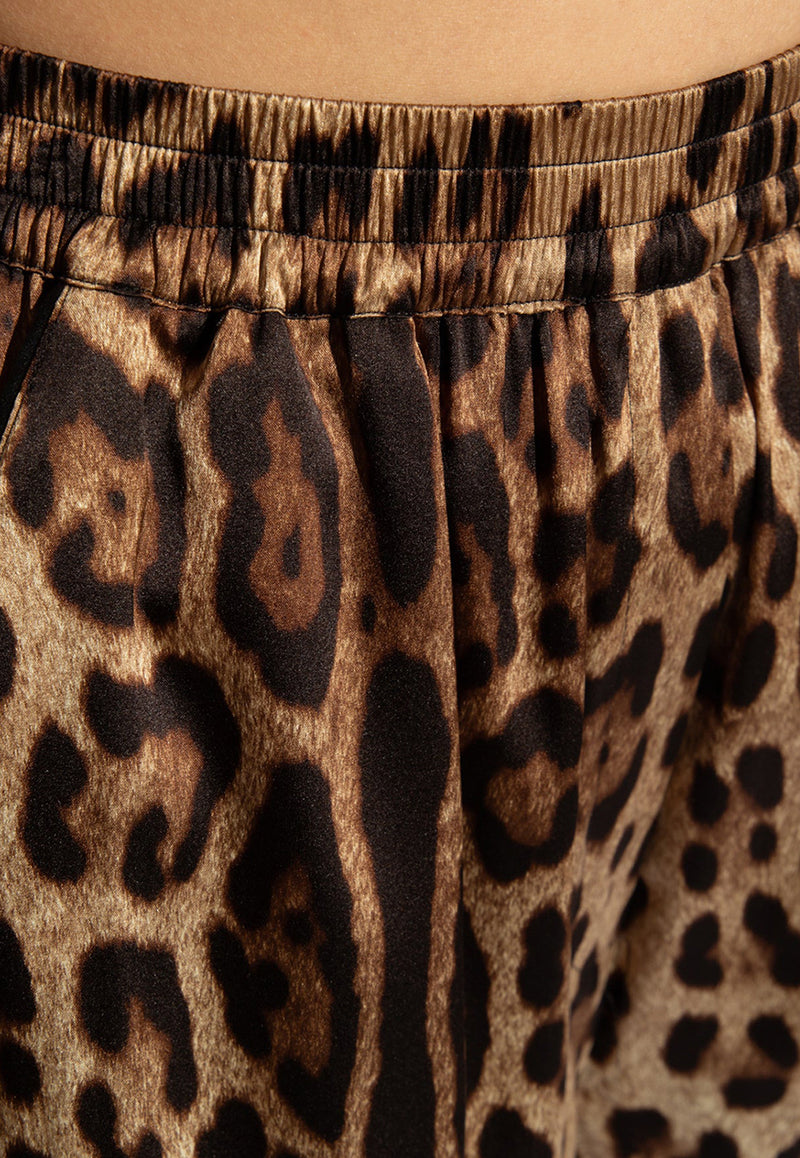 Dolce & Gabbana, NOOS, VTK, Women, Clothing, Shorts, Mini Shorts, pattern:Animal Print Leopard Print Silk Shorts Brown FTAM7T FSAXY-HY13M