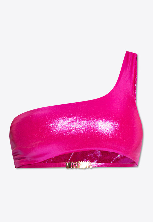 Moschino One-Shoulder Metallic Bikini Top Pink GÓRA 241V2 A5712 9405-0206