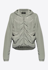 Dolce & Gabbana, NOOS, VTK, Men, Clothing, Jackets, Lightweight Jackets, Zip-Up Jackets Gathered Silk Zip-Up Hooded Jacket Gray G9AVQT FU1UQ-V0545