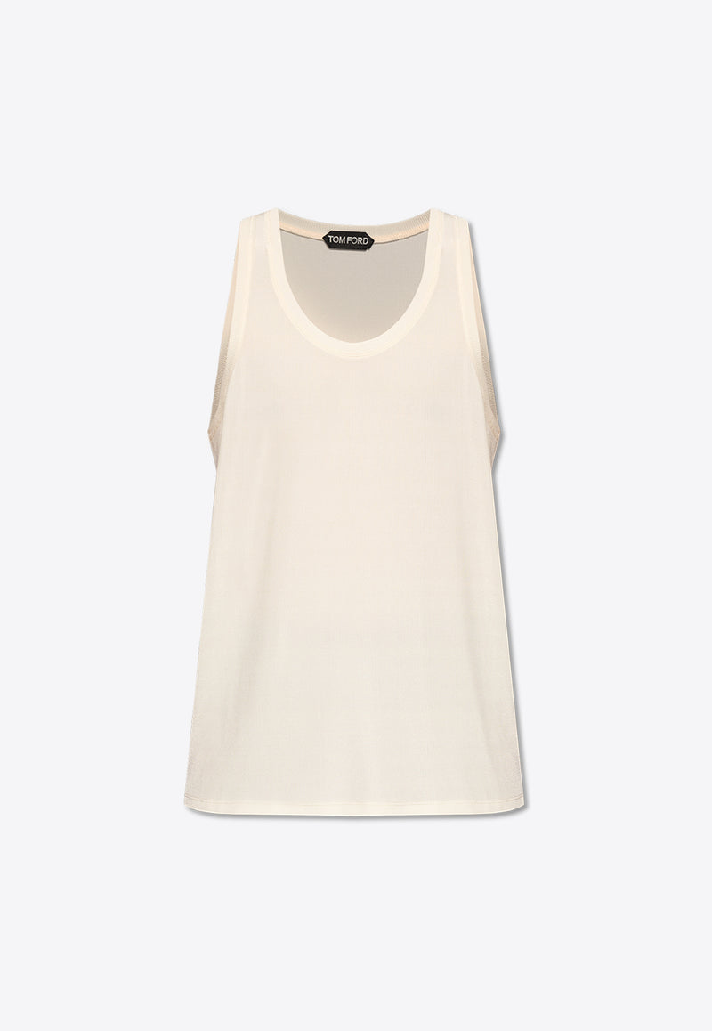 Tom Ford Ribbed Tank Top Cream JCN003 JMV016S24-AW004