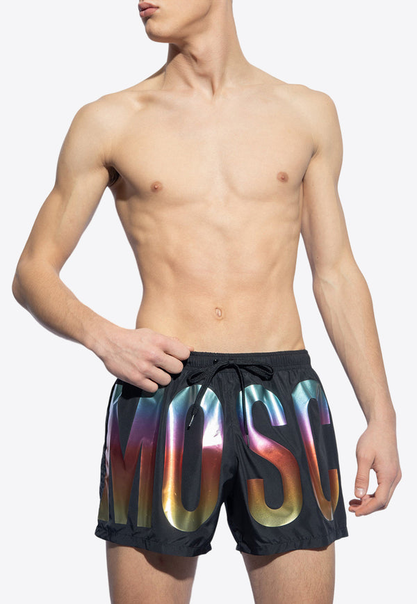 Moschino Rainbow Logo Swim Shorts Black KĄPIELOWE 241V3 A4229 9301-1555