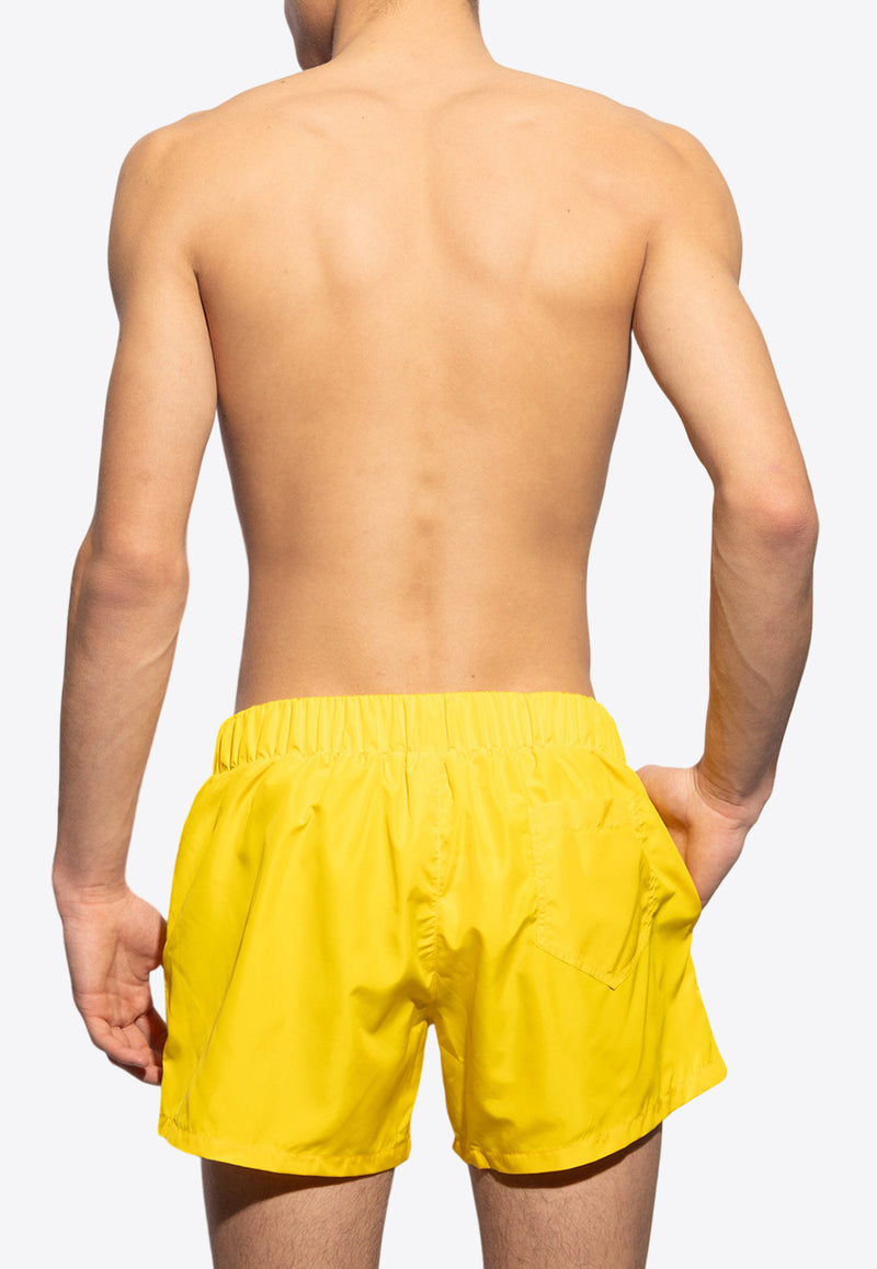Moschino Rubberized Logo Swim Shorts Yellow KĄPIELOWE 241V3 A4228 9301-0028