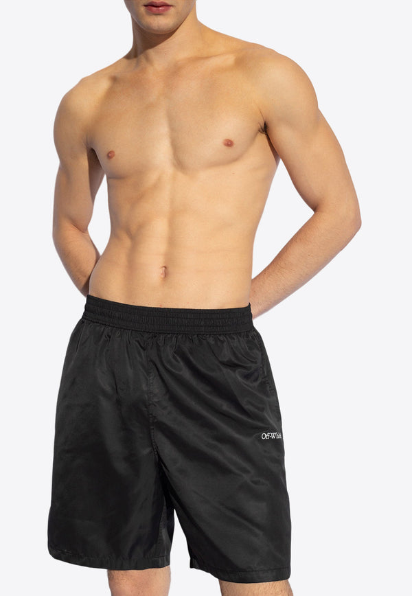 Off-White Logo Swim Shorts Black KĄPIELOWE OMFD008C99 FAB001-1001