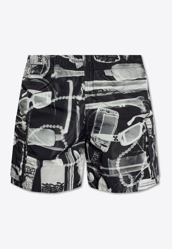 Off-White X-ray Print Swim Shorts Black KĄPIELOWE OMFD009S24 FAB001-1001