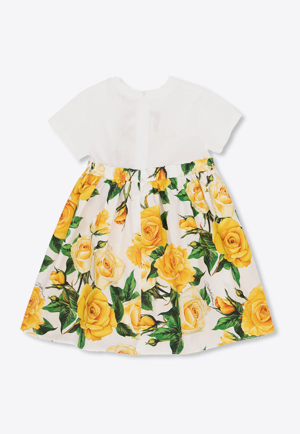 Dolce & Gabbana Kids Baby Girls Paneled Logo Floral Dress L2JD7Z G7K6Q-HA3VO
